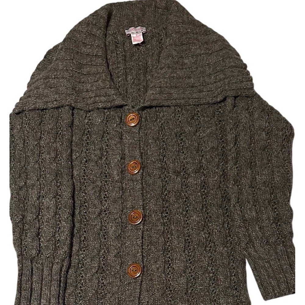 Lucie by Nellik Alpaca Blend Cable Knit Duster Cardigan Olive Green S
